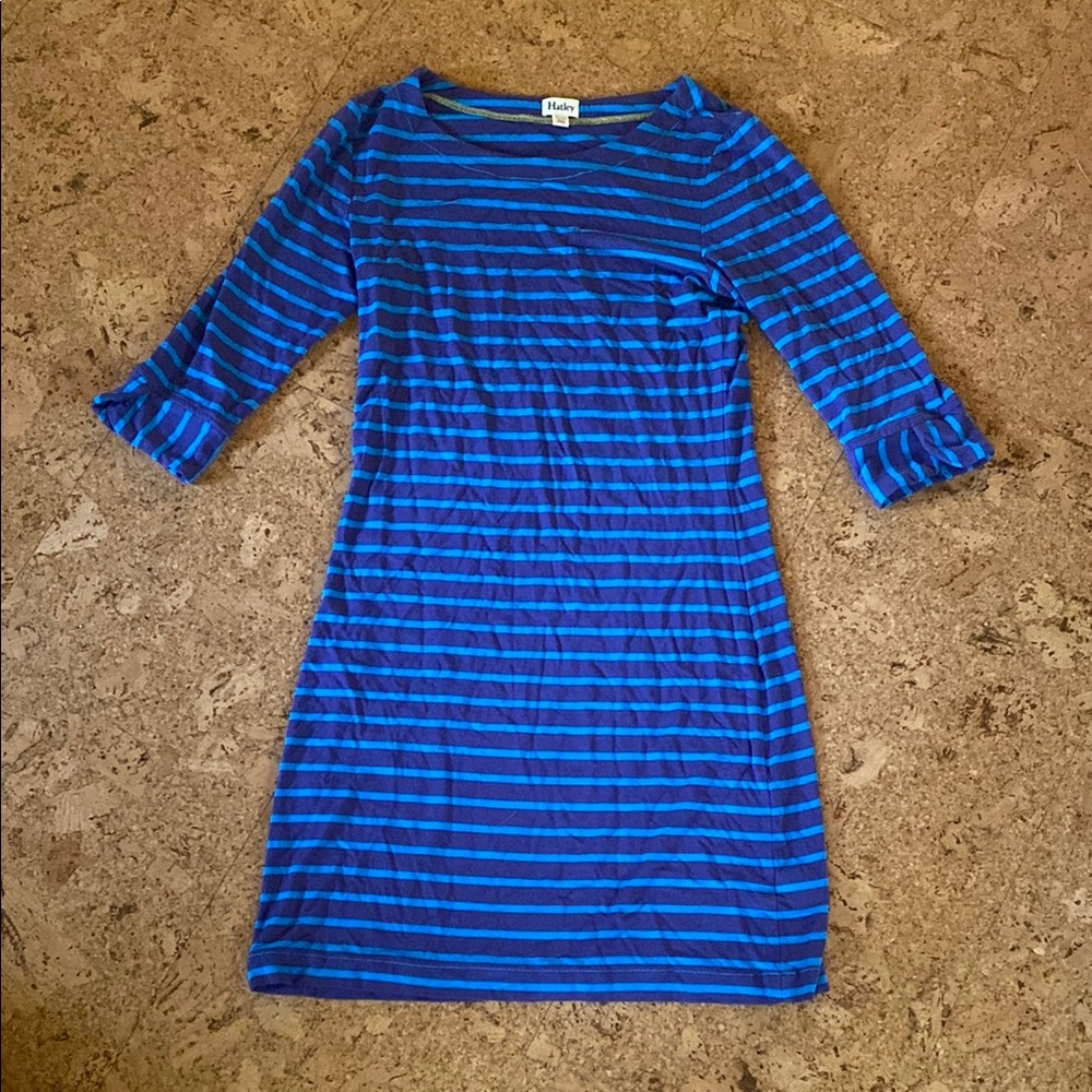 Hatley Blue and purple Sheath Dress with Cuffed 3/4 Sleeves